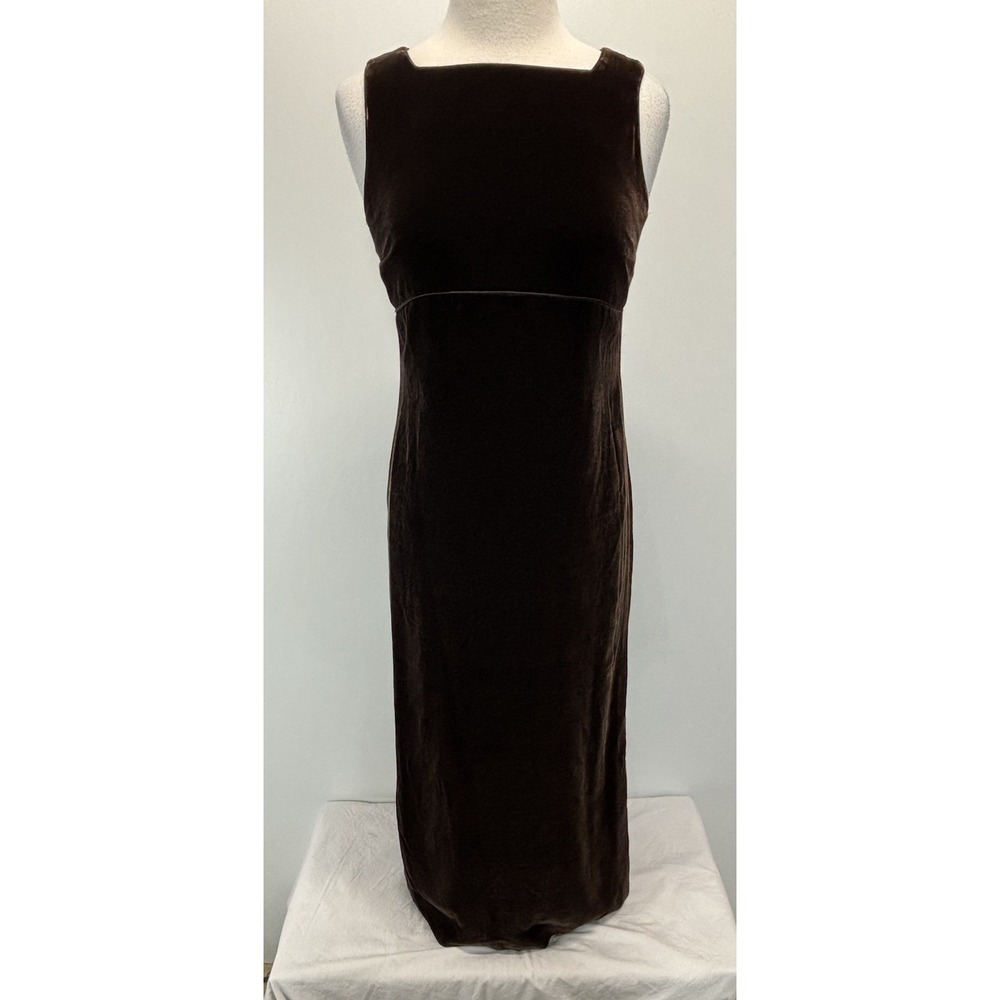 NEW! Vtg LOFT Ann Taylor Velvet Maxi Dress 4 Brown Sleeveless Forest Fairy Y2K